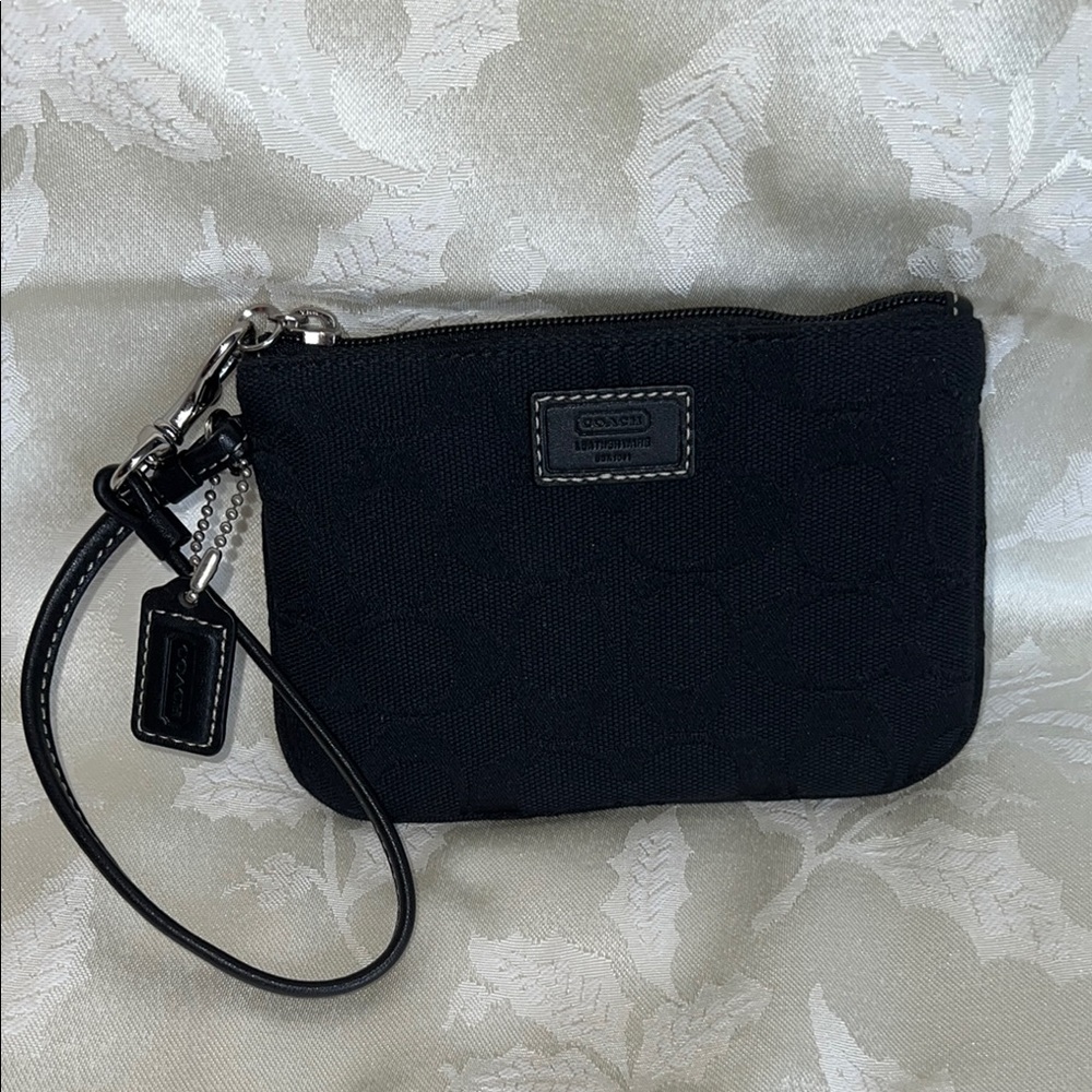 Coach Black Wristlet with Signature Logo